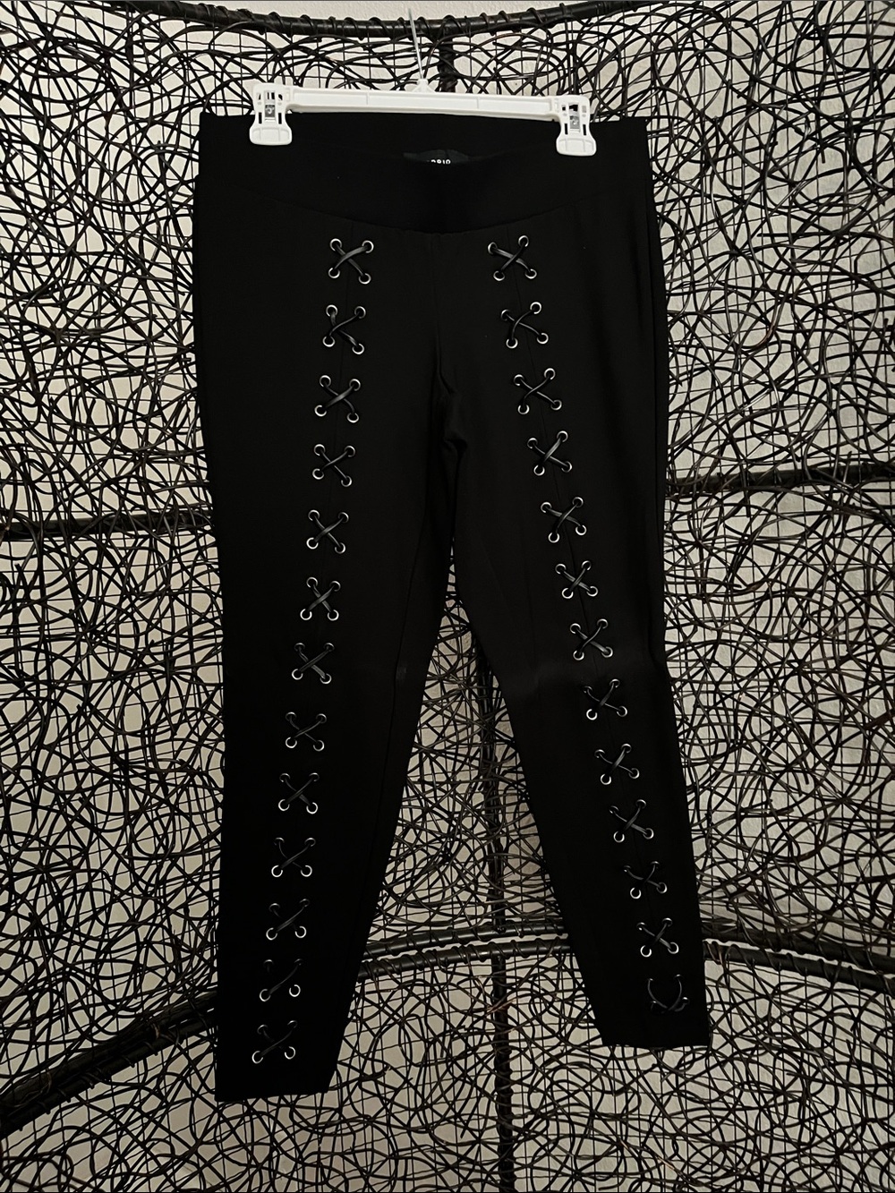 Black Lace-Up Leggings - Women's Stretch Ponte